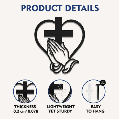 Cross Heart Praying Hands Metal Wall Decor