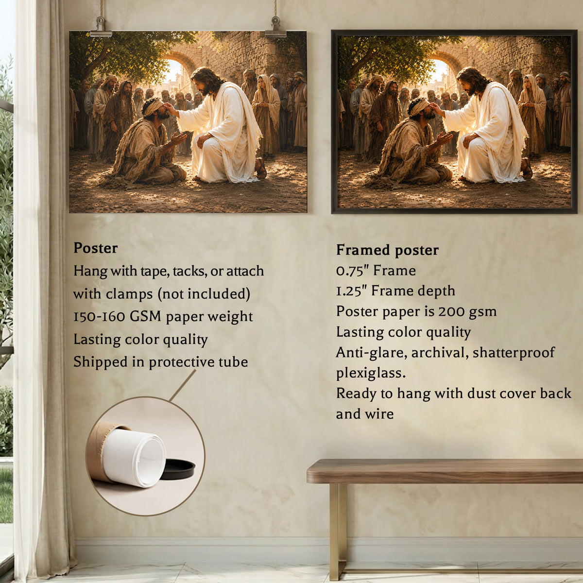 Inspirational Spiritual Scene Wall Art Canvas/Poster Golden Light Decor