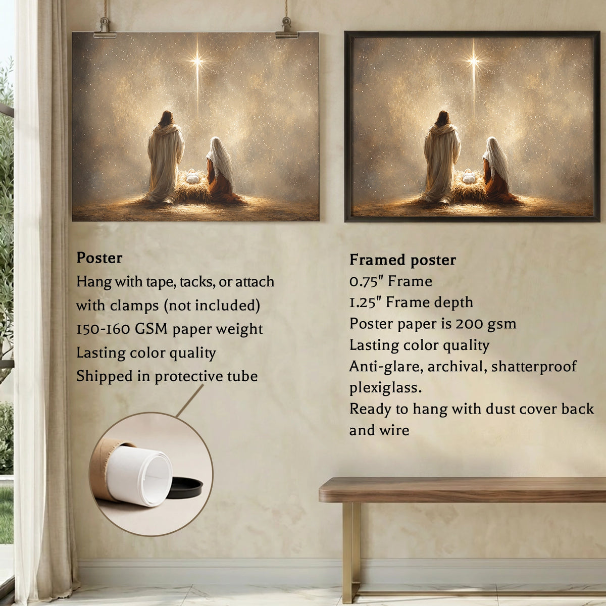 Holy Family Under the Star Christian Wall Art Poster/Canvas