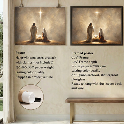 Holy Family Under the Star Christian Wall Art Poster/Canvas