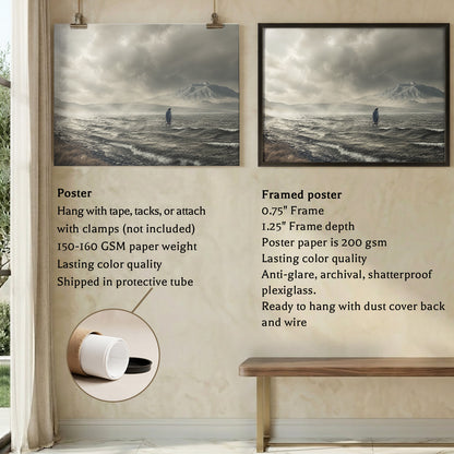 Jesus Walking on Stormy Waters Christian Wall Art Poster/Canvas