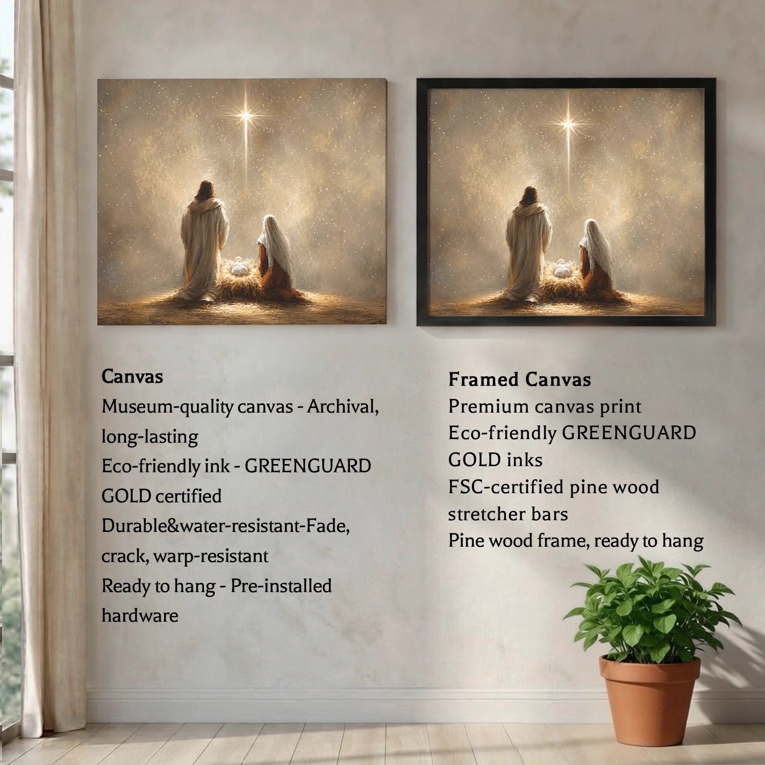 Holy Family Under the Star Christian Wall Art Poster/Canvas