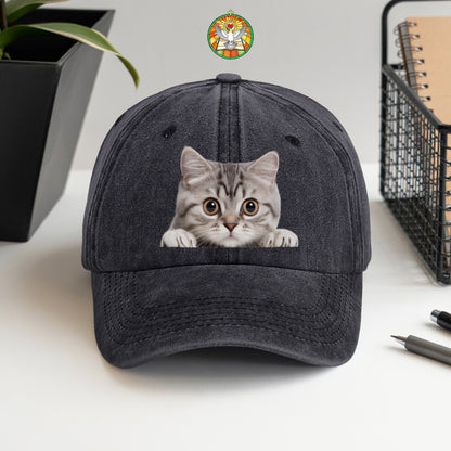 Peeking Cat Baseball Cap - Adorable Cat Lover Hat