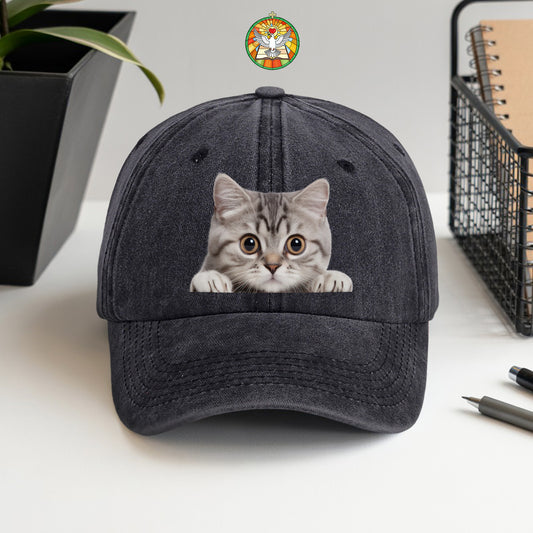 Peeking Cat Baseball Cap - Adorable Cat Lover Hat