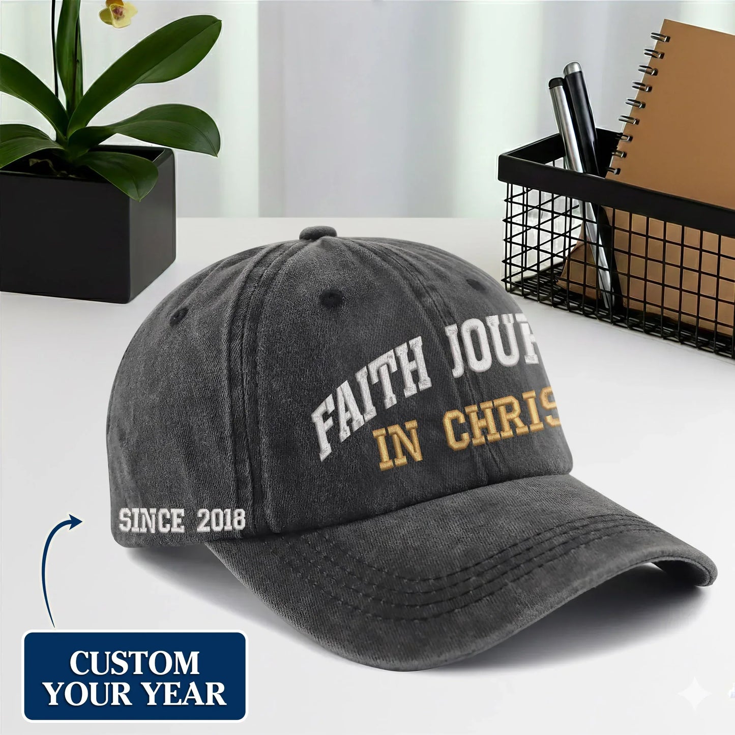 Faith Journey In Christ Custom Year - Unisex Washed Cap - Faith Guided Life