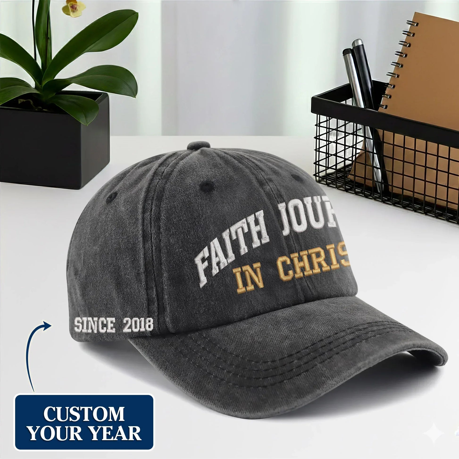 Faith Journey In Christ Custom Year - Unisex Washed Cap - Faith Guided Life