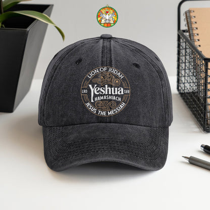 Lion of Judah Yeshua Hamashiach Embroidered Baseball Cap - Premium Christian Faith Hat