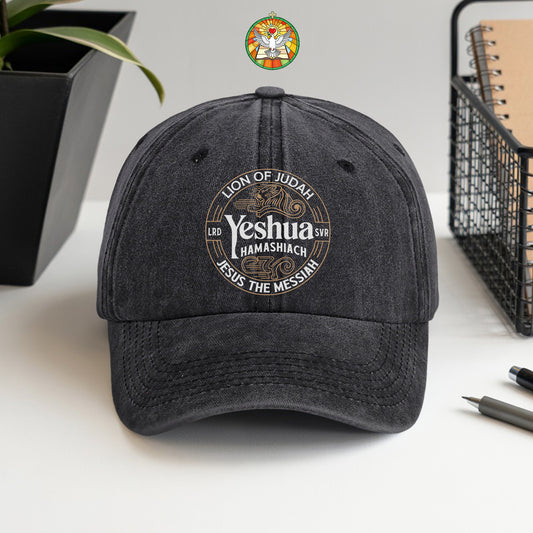 Lion of Judah Yeshua Hamashiach Embroidered Baseball Cap - Premium Christian Faith Hat