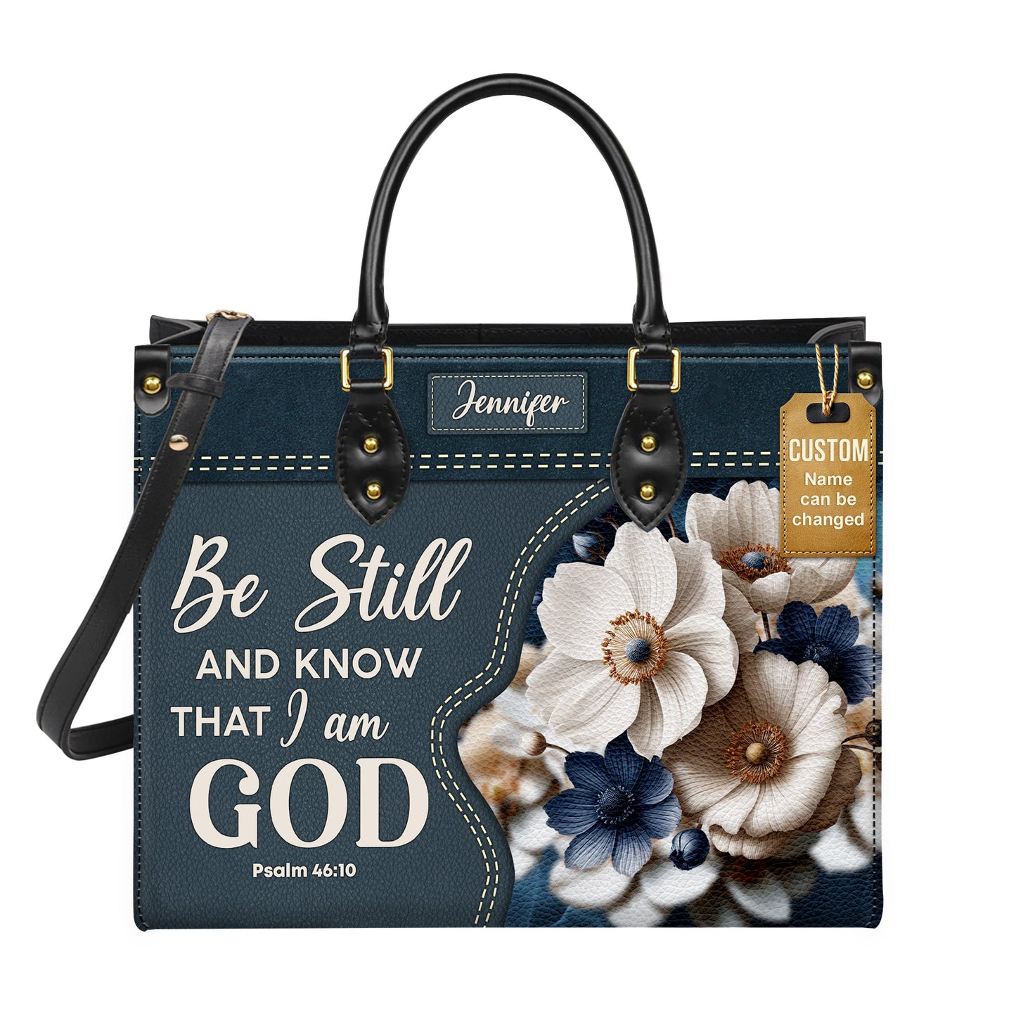 Be Still And Know That I Am God Psalm 46:10 Personalized Faith Leather Handbag Christian Women