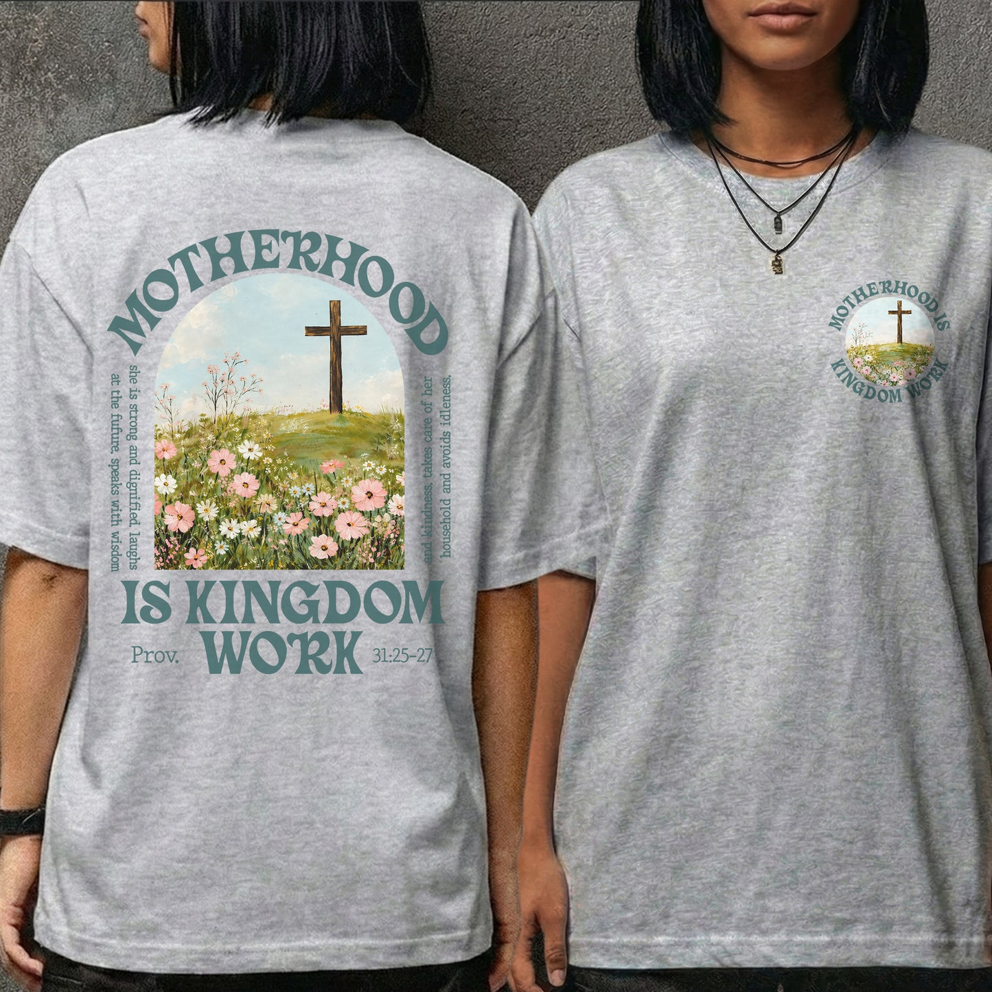 She Builds with Faith, Floral Cross Calling – Two Sides – She is Bless – Unisex Tshirt /Hoodie/Sweatshirt