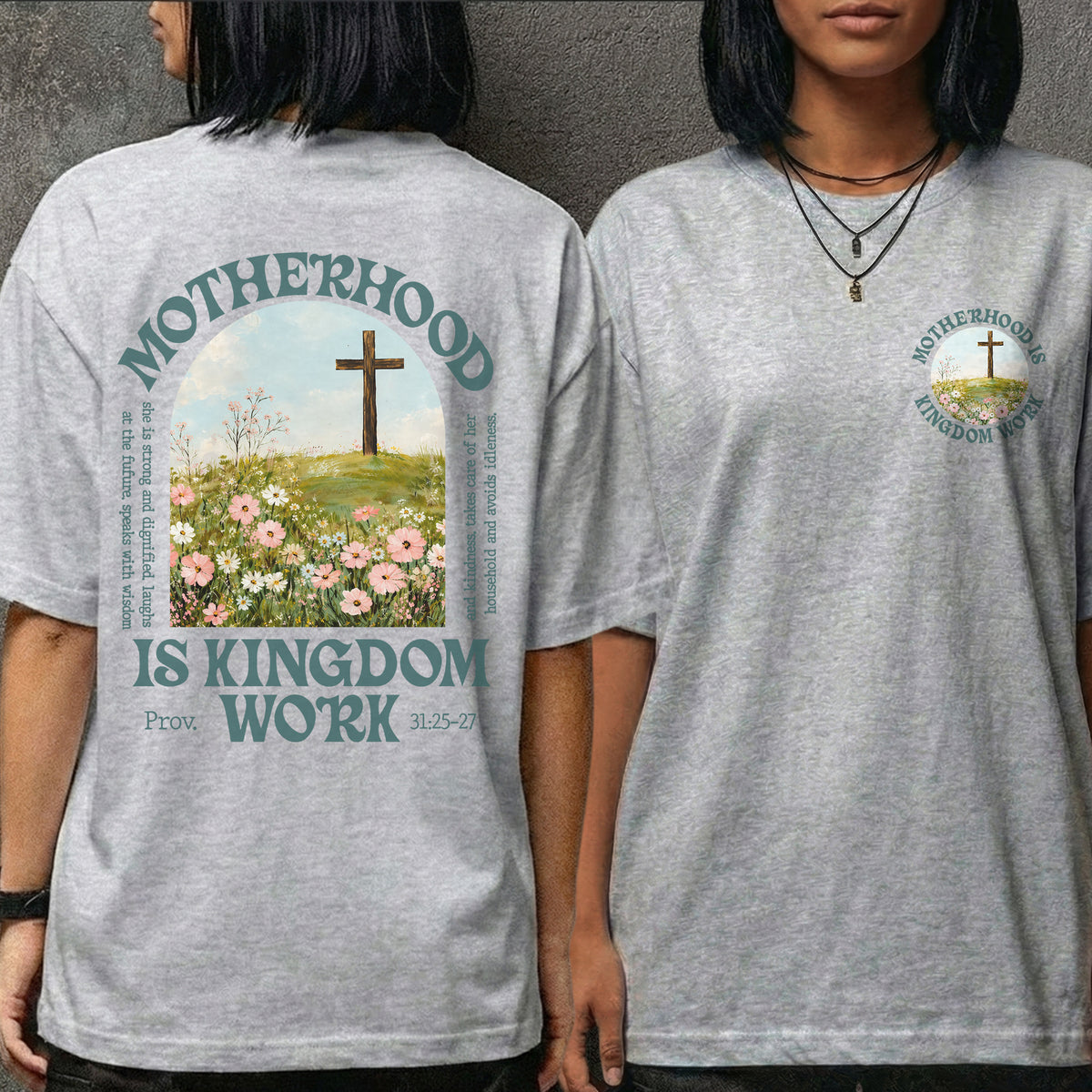 She Builds with Faith, Floral Cross Calling – Two Sides – She is Bless – Unisex Tshirt /Hoodie/Sweatshirt