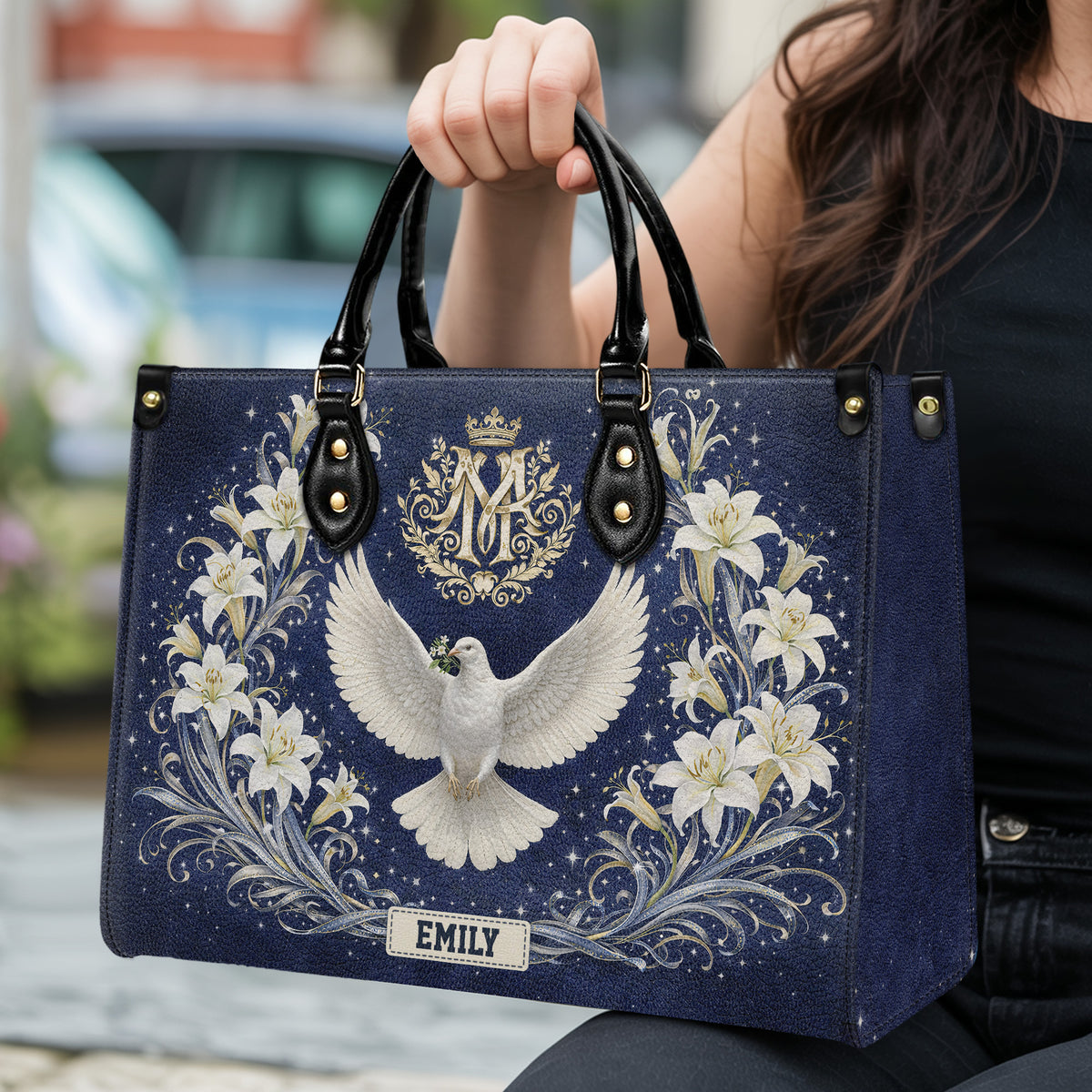 Personalized Holy Spirit Dove Christian Handbag – Twill Faux Leather & PU Leather