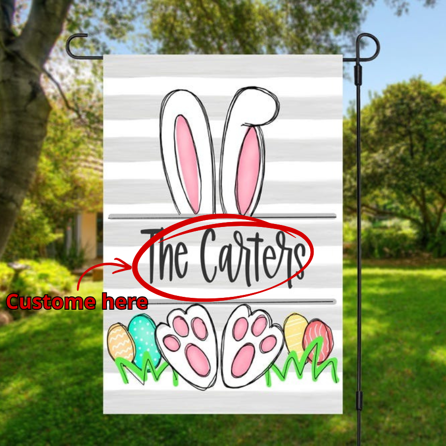 Personalized Easter Garden Flag – Custom Family Name Christian Spring Outdoor Decor
