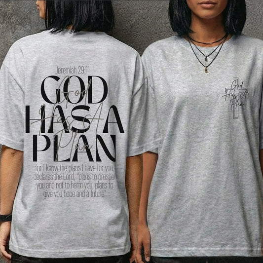 God Has a Plan Scripture Typography Design – Two Sides – Minimalist Faith – Unisex Tshirt /Hoodie/Sweatshirt - Faith Guided Life
