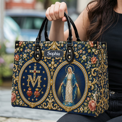 Personalized Virgin Mary Catholic Handbag – Twill Faux Leather & PU Leather