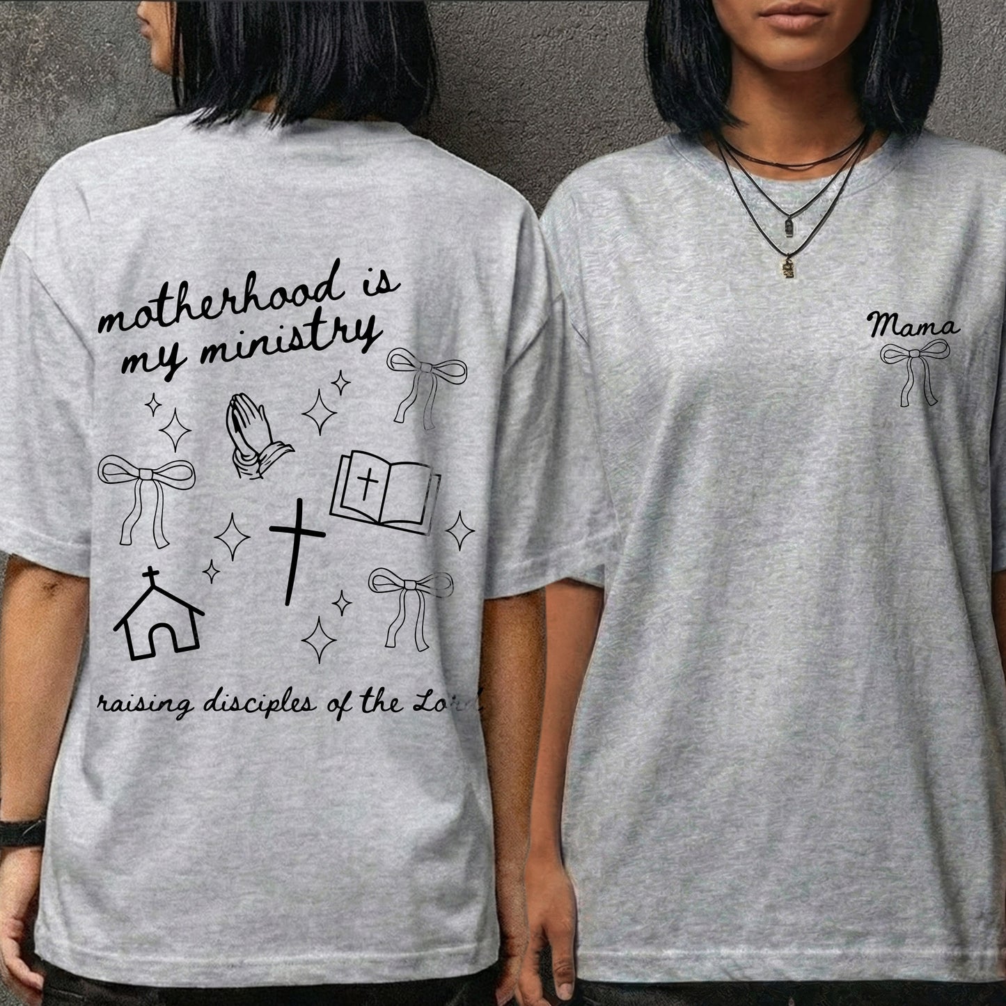 Minimal Mama Ministry with Christian Icons – Two Sides – She is Bless – Unisex Tshirt /Hoodie/Sweatshirt