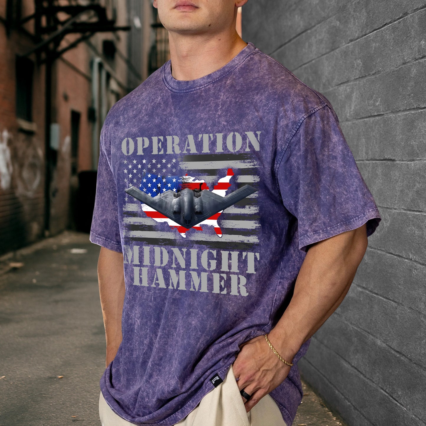 Operation Midnight Hammer Patriotic Unisex 100% Cotton Vintage Washed Christian T-Shirt | God Bless America Military Tribute
