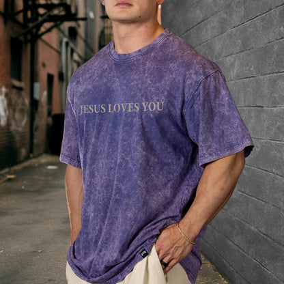 "Jesus Loves You" Unisex Vintage Washed Christian T-Shirt Two Sides | John 15:13 Personal Love Declaration Tee | Faith Guided Life Apparel