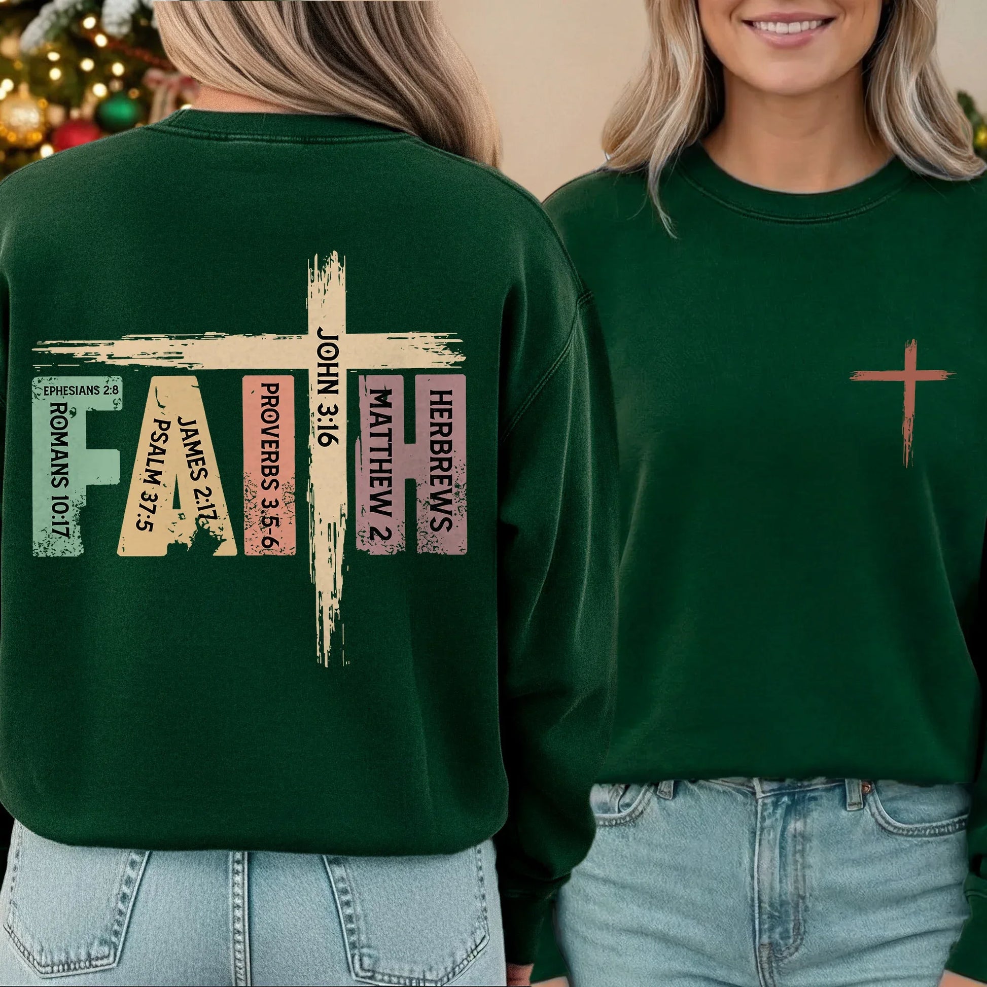 Faith Scripture Cross Typography – Two Sides – Minimalist Faith – Unisex Tshirt /Hoodie/Sweatshirt - Faith Guided Life