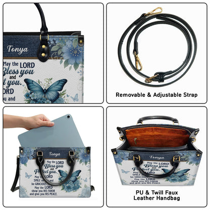 May The Lord Bless You Aaronic Blessing Numbers 6:24-26 Personalized Leather Handbag