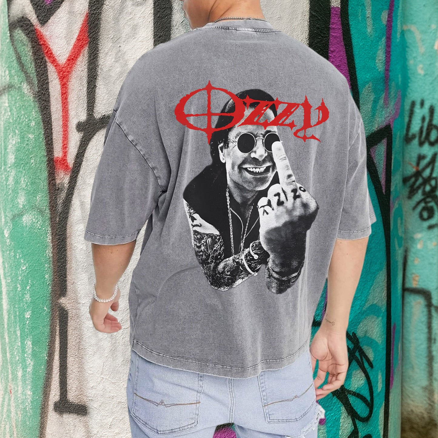 Ozzy Osbourne Two Sides Unisex Vintage Washed T-Shirt - Rock Legend Portrait Tribute