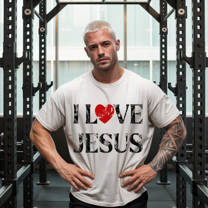 "I Love Jesus" Unisex Distressed Christian T-Shirt | John 3:16 Love Declaration Tee | Faith Guided Life Apparel