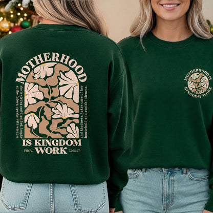 Motherhood Is Kingdom Work Floral Arch Shirt – Two Sides – She is Bless – Unisex Tshirt /Hoodie/Sweatshirt