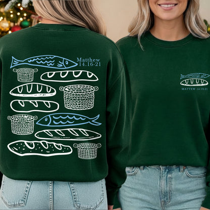 Matthew 14:16-21 Fish And Bread Baskets - Two Sides - Faith Message - Unisex Tshirt / Hoodie / Sweatshirt