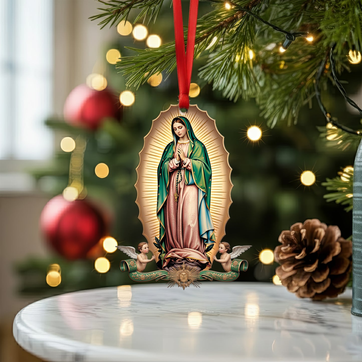 Our Lady of Guadalupe Christmas Ornament | Virgin Mary Catholic Keepsake | Religious Decoration