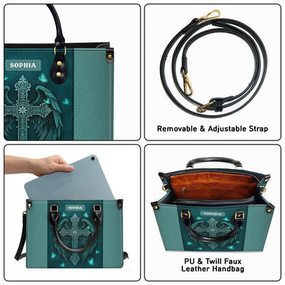 Guardian Angel Wings Cross Personalized Leather Handbag