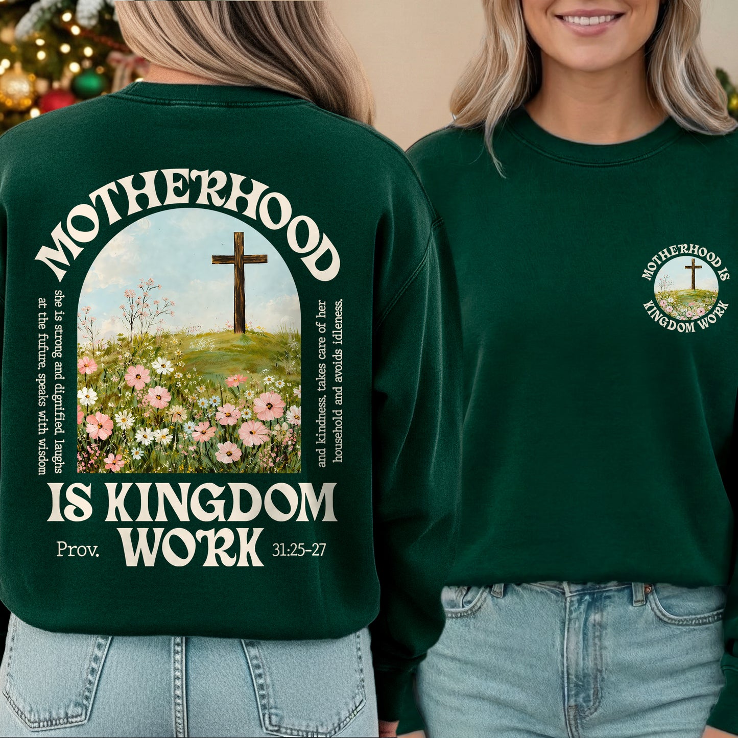 She Builds with Faith, Floral Cross Calling – Two Sides – She is Bless – Unisex Tshirt /Hoodie/Sweatshirt