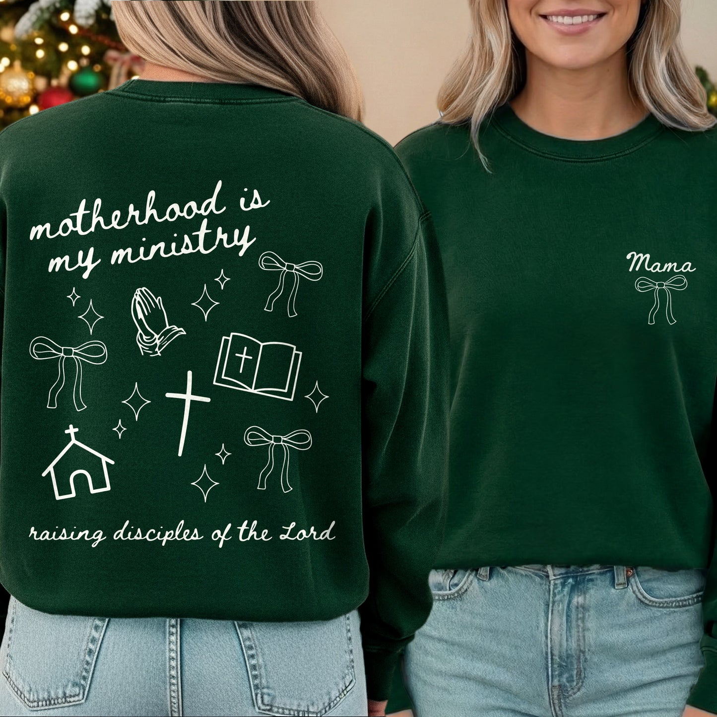 Minimal Mama Ministry with Christian Icons – Two Sides – She is Bless – Unisex Tshirt /Hoodie/Sweatshirt