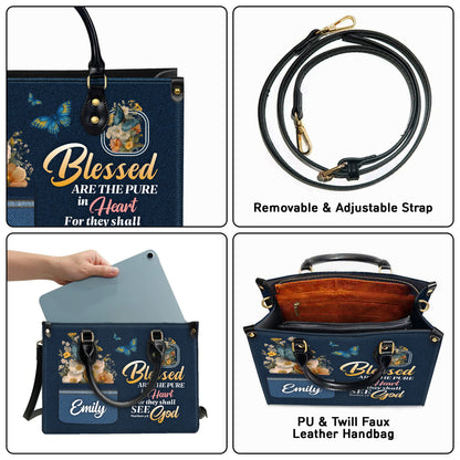 Blessed Are The Pure In Heart Matthew 5:8 Personalized Leather Handbag