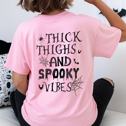 Thick Thighs And Spooky Vibes Halloween T-Shirt Body Positive Confidence Halloween Tee