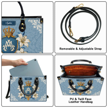 Ave Maria Crown Of Grace Personalized Leather Handbag