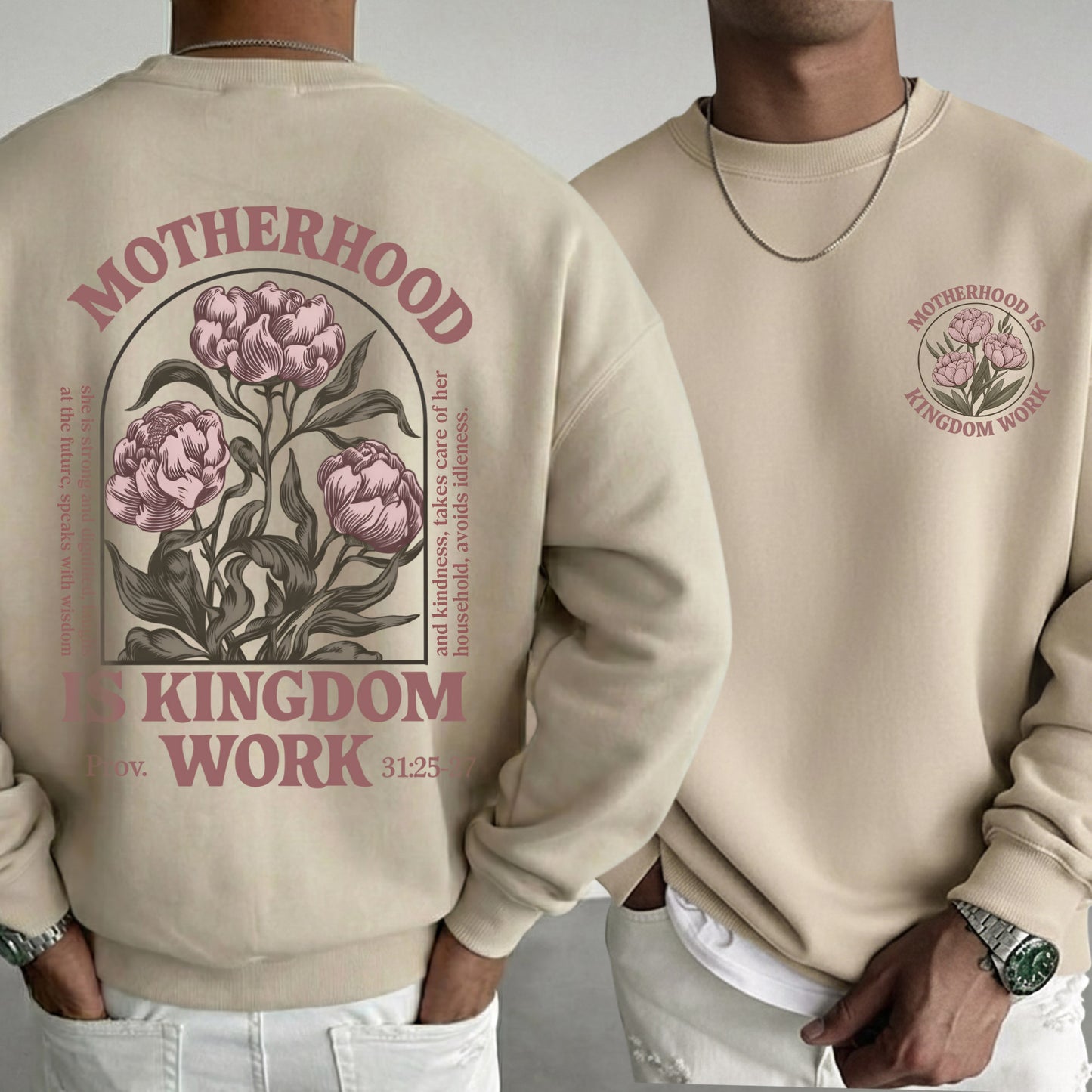 Floral Motherhood is Kingdom Work with Bible Verse – Two Sides – She is Bless – Unisex Tshirt /Hoodie/Sweatshirt