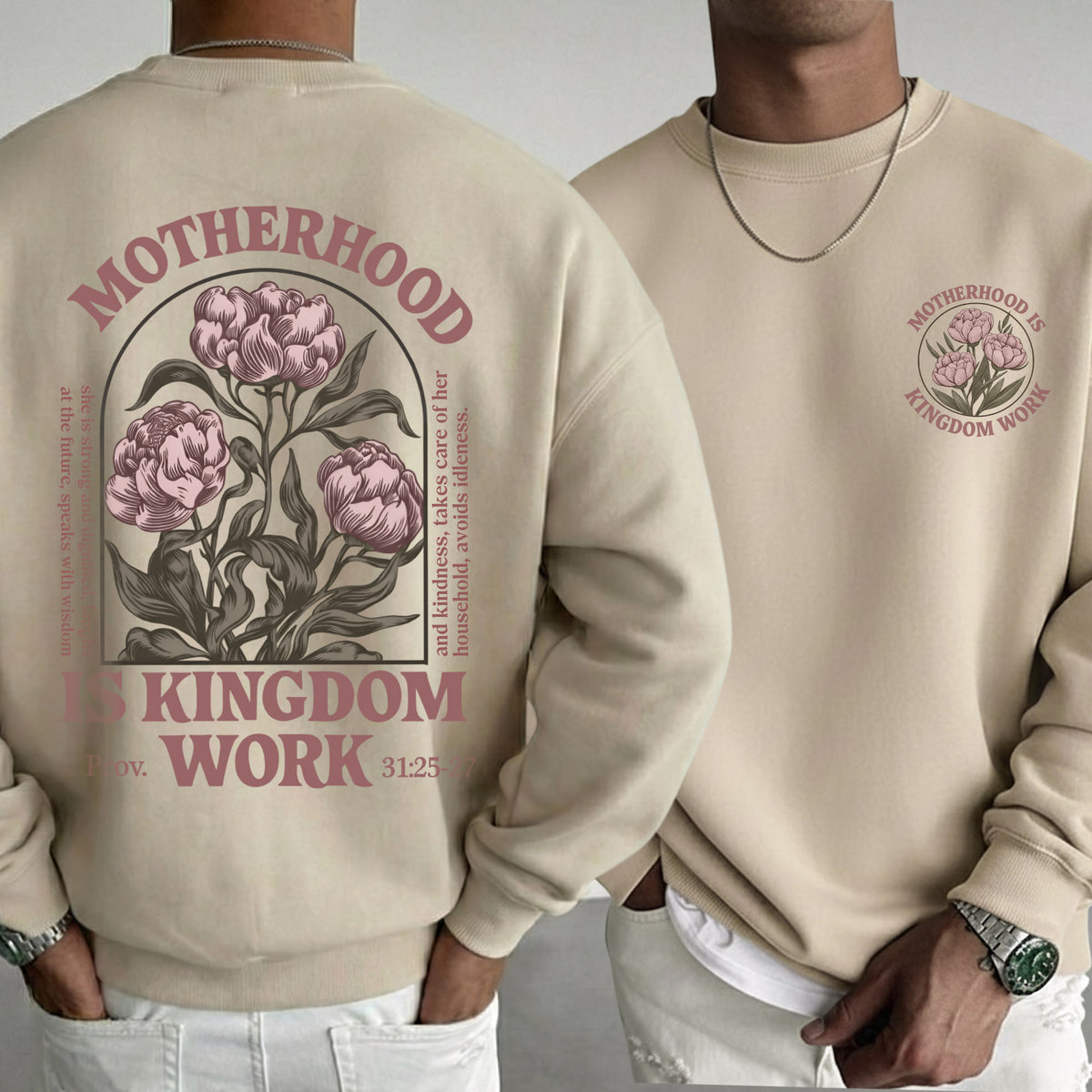 Floral Motherhood is Kingdom Work with Bible Verse – Two Sides – She is Bless – Unisex Tshirt /Hoodie/Sweatshirt