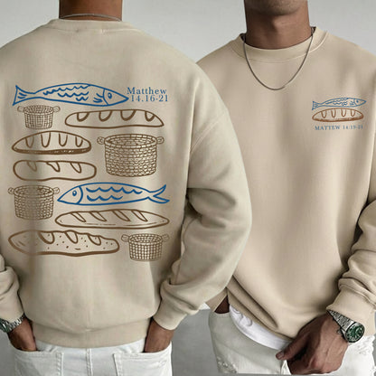 Matthew 14:16-21 Fish And Bread Baskets - Two Sides - Faith Message - Unisex Tshirt / Hoodie / Sweatshirt