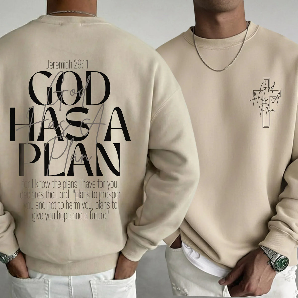 God Has a Plan Scripture Typography Design – Two Sides – Minimalist Faith – Unisex Tshirt /Hoodie/Sweatshirt - Faith Guided Life