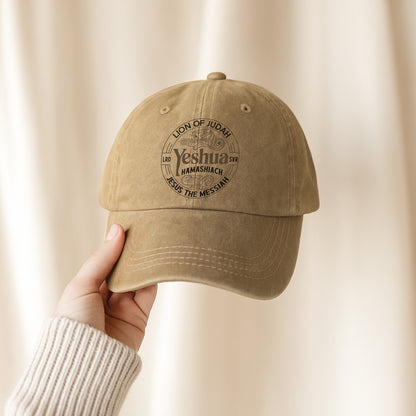 Lion of Judah Yeshua Hamashiach Embroidered Baseball Cap - Premium Christian Faith Hat