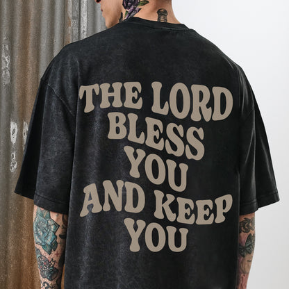 "The Lord Bless You And Keep You" Unisex Vintage Washed Christian T-Shirt Two Sides | Numbers 6:24-26 Aaronic Blessing Tee | Faith Guided Life Apparel