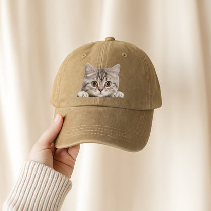 Peeking Cat Baseball Cap - Adorable Cat Lover Hat