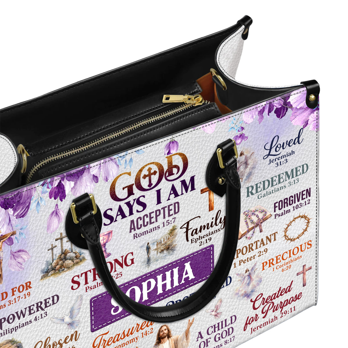 Personalized God Says I Am Christian Handbag – Twill Faux Leather & PU Leather