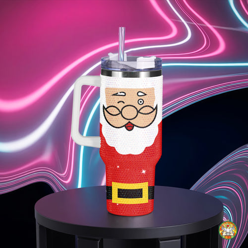Santa Body Bling Diamond Tumbler 40oz - Sparkling Christmas Jolly Rhinestone Cup