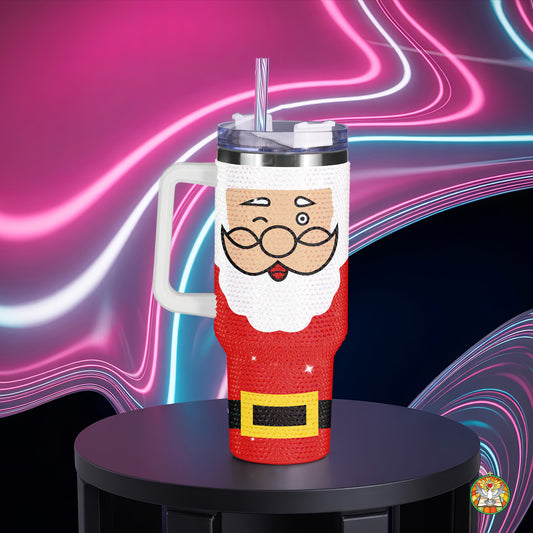 Santa Body Bling Diamond Tumbler 40oz - Sparkling Christmas Jolly Rhinestone Cup