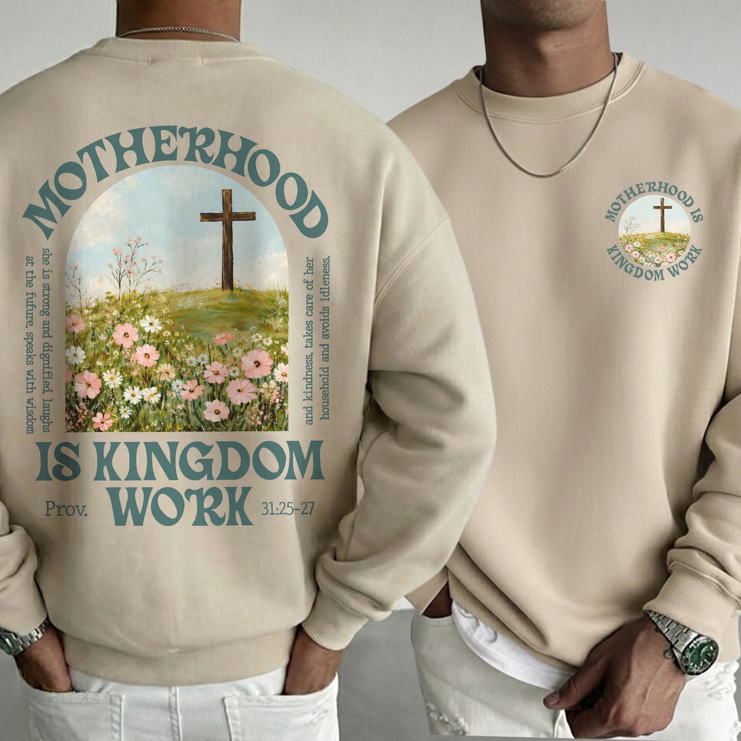 She Builds with Faith, Floral Cross Calling – Two Sides – She is Bless – Unisex Tshirt /Hoodie/Sweatshirt