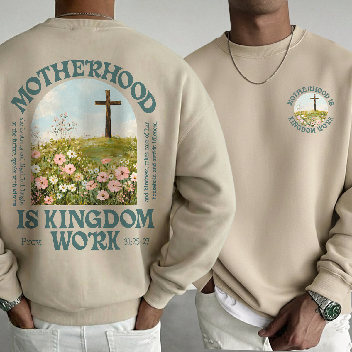 She Builds with Faith, Floral Cross Calling – Two Sides – She is Bless – Unisex Tshirt /Hoodie/Sweatshirt