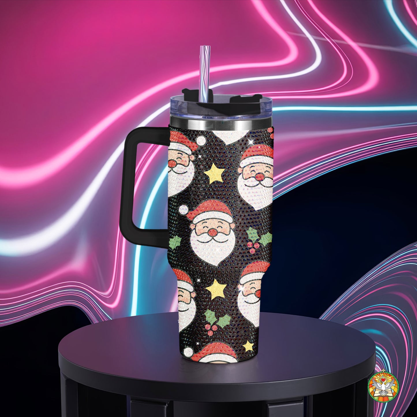 Santa Christmas Bling Diamond Tumbler 40oz - Sparkling Holiday Rhinestone Cup