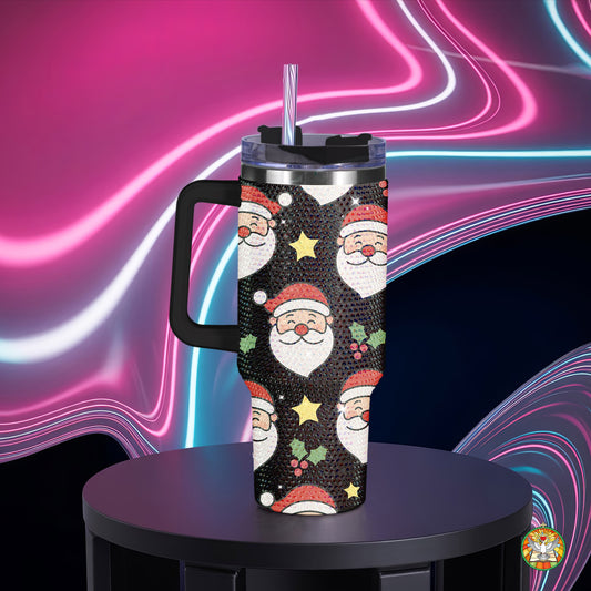 Santa Christmas Bling Diamond Tumbler 40oz - Sparkling Holiday Rhinestone Cup
