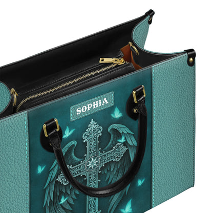 Guardian Angel Wings Cross Personalized Leather Handbag